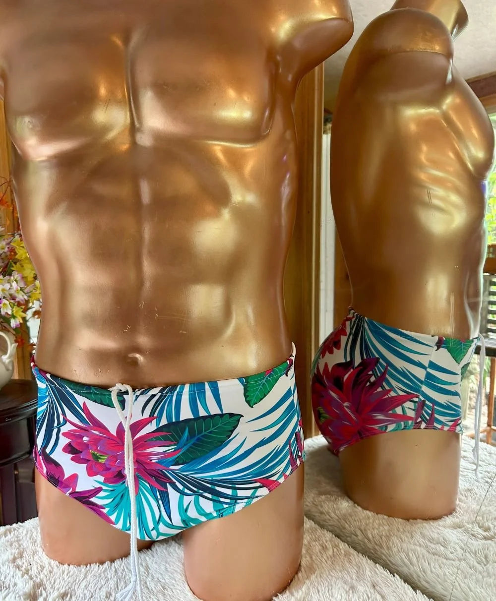 *Medium Floral Arthur Swim Brief made in the USA MaryAngel Boutique Starwear.us
